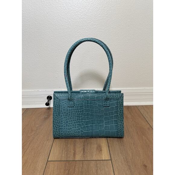 Vintage Liz Claiborne Great Expectations Y2K Teal Croc Embossed Mini Purse Bag - Picture 5 of 14